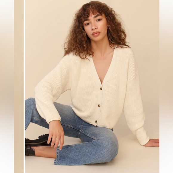 Reformation Cream Button-Up Cardigan Sweater Size Small - Picture 4 of 12